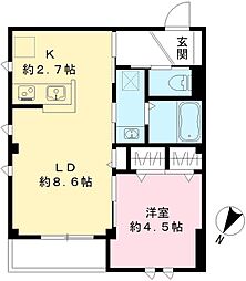 Ｂｌａｎ　ｃｕｂｅ　戸越公園 201 2階1LDKの間取り