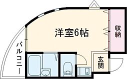 ルモンド安町 2階ワンルームの間取り