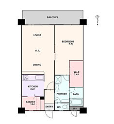 オアシスＧ棟 5階1LDKの間取り