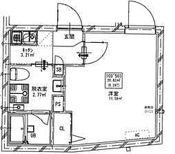 ミスティル志村坂上 4階1Kの間取り