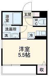 メルディア新里町 1階1Kの間取り