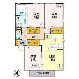 ラ・カサベルデ　Ｂ 1階3LDKの間取り