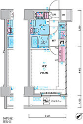 GENOVIA三ノ輪IIIskygarden 4階1Kの間取り