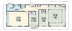 大川マンション 2階3LDKの間取り