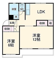 志津グリーンヒルＢ棟 4階2LDKの間取り