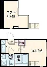 スカイパークテラス 1階1Kの間取り