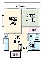 ドムスクラーラ 2階2DKの間取り