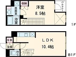 ウェルスクエア新宿戸山 1階1LDKの間取り