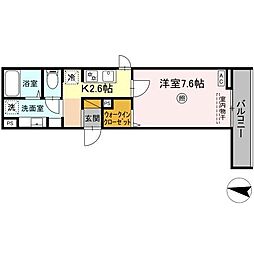 Maison de Calme(メゾンドカルム) 302 3階1Kの間取り