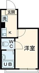 APT西新井 1階1Kの間取り