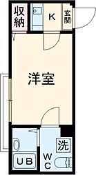 APT西新井 1階1Kの間取り