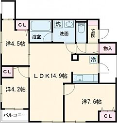 ＭＯＣＲＡＦＴ中葛西 3階3LDKの間取り