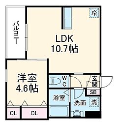 (仮称)ジーメゾン草刈フォーベル 1階1LDKの間取り