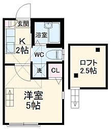 ヴィラフォレスタ 1階1Kの間取り