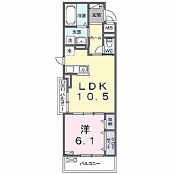 ラニカイ・Ｍ 3階1LDKの間取り