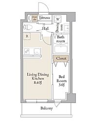 アルファコートお花茶屋II 5階1LDKの間取り