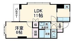 メゾン・ド・アシュヴェ 2階1LDKの間取り