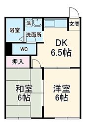 ＪＰハウス 1階2DKの間取り
