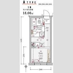 MAXIVbasic大鳥居 3階ワンルームの間取り