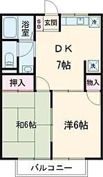 ハイグレード飯島 2階2DKの間取り