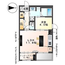 FOREST ODAWARA 2階1LDKの間取り