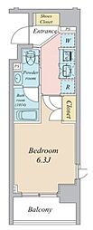 プライマル大森 2階1Kの間取り