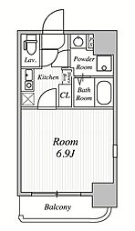 グランヴェルジュ大鳥居 8階1Kの間取り