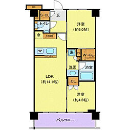 ジェノヴィア赤羽 4階2LDKの間取り