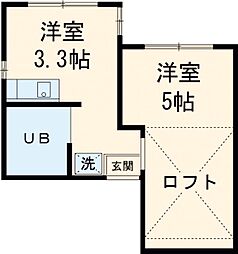 ラ・フィーユマルナンＢ 2階1Kの間取り