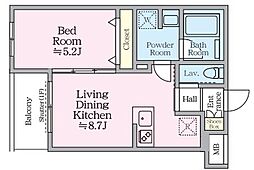 アイルグランデ赤羽 1階1LDKの間取り