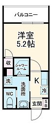 MELDIA新秋津 2階1Kの間取り