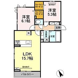 メゾン・ロワール 3階2LDKの間取り