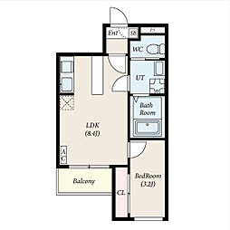 ｆｉｋａ庄内緑地公園 301 3階1LDKの間取り