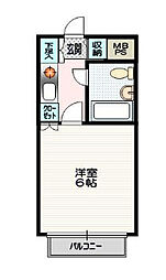 クリオ相模原弐番館 3階1Kの間取り