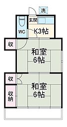 丸誠苑 203 2階2Kの間取り