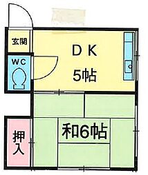 共栄ビル 2階1Kの間取り