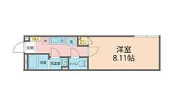 カインドネス新所沢B棟 2階1Kの間取り