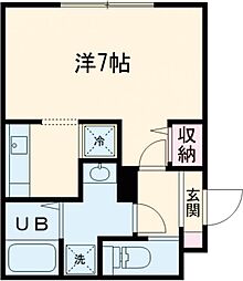 リバース武蔵小金井 2階ワンルームの間取り