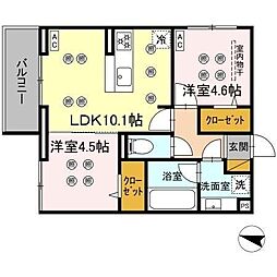 スリーレイヤー柏の葉(Three　Lyaer柏の葉) 305 3階2LDKの間取り