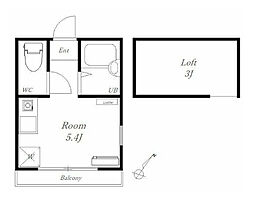 アムザック上溝 2階ワンルームの間取り