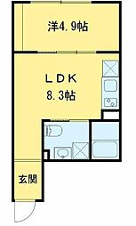 Asher新井薬師 2階1LDKの間取り