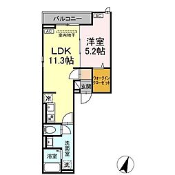 D-ROOM万町II 3階1LDKの間取り