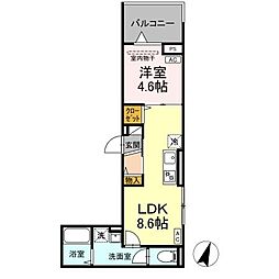 D-ROOM万町II 3階1LDKの間取り