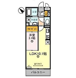 プレミール 2階1LDKの間取り