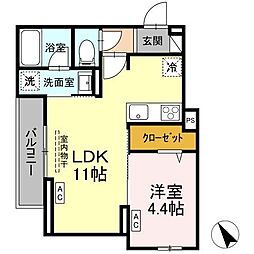 Asset-Court元横山町 2階1LDKの間取り