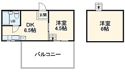 サンハイツ嵯峨野 4階2DKの間取り