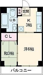 第二ナカヤビル 3階2Kの間取り