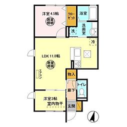 ベレタニア　Ａ 1階2LDKの間取り