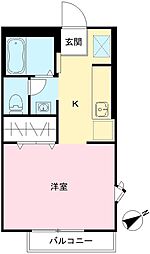 ロジェ芦花公園 1階1Kの間取り