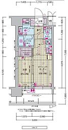 プレサンス東淀川駅前プローシェ 13階1DKの間取り